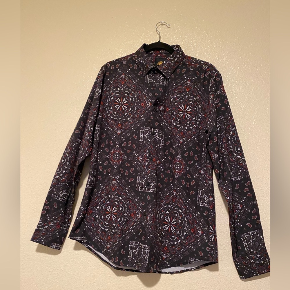 Men’s Platini Long Sleeve Button-Up Shirt Size M